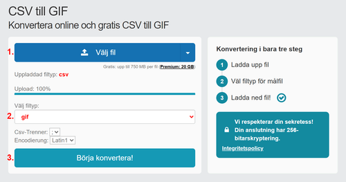 Hur man konverterar CSV filer online till GIF