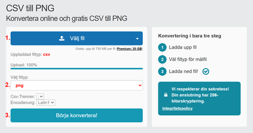 Hur man konverterar CSV filer online till PNG