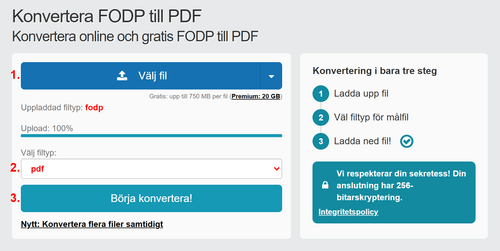 Hur man konverterar FODP filer online till PDF