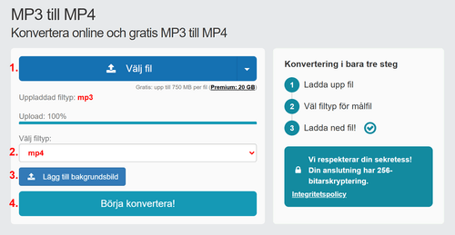 Hur man konverterar MP3 filer online till MP4