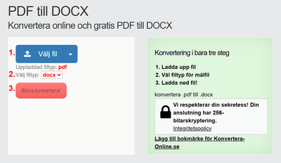 Hur man konverterar PDF filer online till DOCX