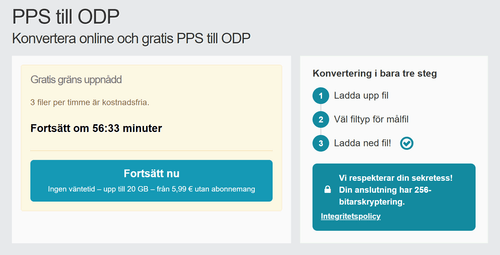 Hur man konverterar PPS filer online till ODP