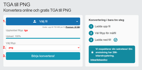 Hur man konverterar TGA filer online till PNG