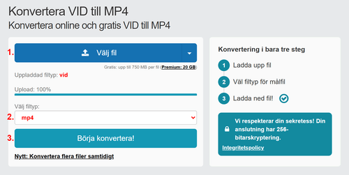 Hur man konverterar VID filer online till MP4