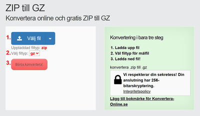 Hur man konverterar ZIP filer online till GZ